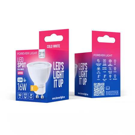 Forever Light Żarówka LED GU10 38° 1.5W 142lm 6000K klasa E