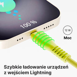 QUALO kabel nylonowy USB-C - Lightning 1,5m 2,4A zółty QKN-CL-05
