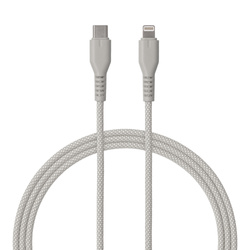 QUALO kabel nylonowy USB-C - Lightning 1,5m 2,4A szary QKN-CL-18