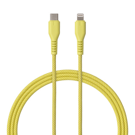QUALO kabel nylonowy USB-C - Lightning 1,5m 2,4A zółty QKN-CL-05
