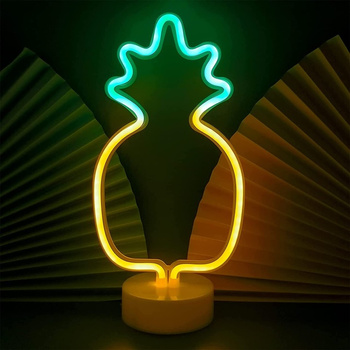 Neon na podstawce LED ANANAS żółto zielony NNE05 Neolia