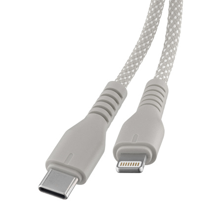 QUALO kabel nylonowy USB-C - Lightning 1,5m 2,4A szary QKN-CL-18