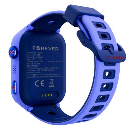 Smartwatch dziecięcy AI Forever Bro KW-540 GPS WiFi 4G IPS – Inteligentny zegarek dla dzieci z lokalizatorem, rozmowami wideo i przyciskiem SOS Niebieski