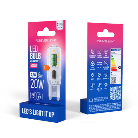 Forever Light Żarówka LED G9 2.2W 200lm 6000K klasa F