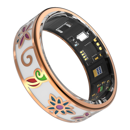 Smart Ring Forever Botanical SR-101 Bluetooth 5.4 BLE 5ATM – Inteligentny pierścień z monitorowaniem zdrowia, snu i aktywności Różowe złoto