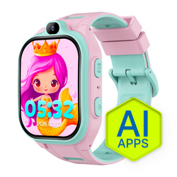 Smartwatch dziecięcy AI Forever Boost KW-530 GPS WiFi 4G – Inteligentny zegarek dla dzieci z lokalizatorem, rozmowami wideo i przyciskiem SOS (różowy)