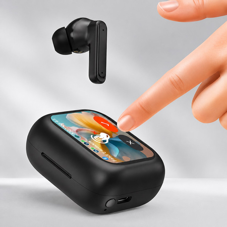 Forever słuchawki Bluetooth z wyświetlaczem ANC + ENC TWSS-500 czarne