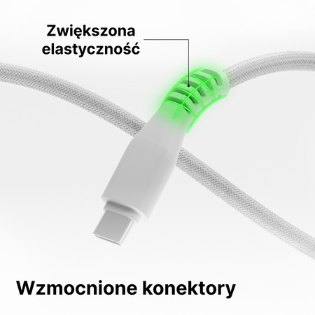 QUALO kabel nylonowy USB-C - USB-C 1,5m 3A 60W szary QKN-CC-18