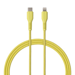 QUALO kabel nylonowy USB-C - Lightning 1,5m 2,4A zółty QKN-CL-05