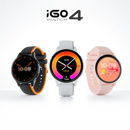 Smartwatch Forever iGO Watch 4! JW-600 Bluetooth 5.3 AMOLED IP67 – Inteligentny zegarek z rozmowami Bluetooth, monitorowaniem zdrowia i 2 paskami Czarny
