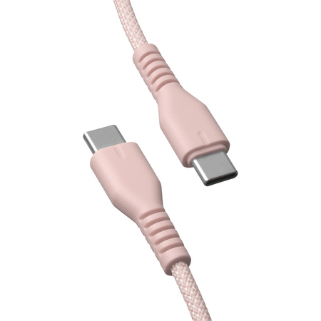 QUALO kabel nylonowy USB-C - USB-C 1,5m 3A 60W różowy QKN-CC-16
