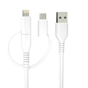 Forever kabel recykling 3w1 1,5m 2,4A USB-A - USB-C +microUSB+ Lightning KR3W1-00 biały
