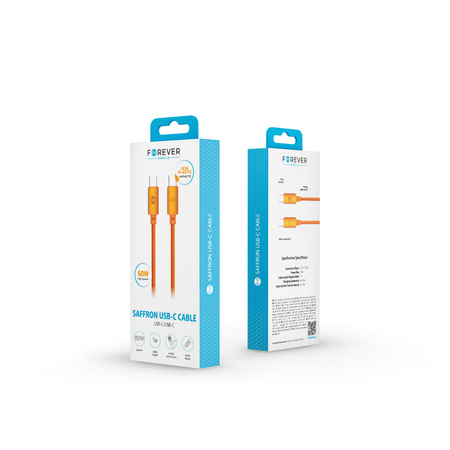 Forever kabel Saffron USB-C - USB-C 1,0 m 60W pomarańczowy