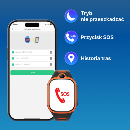 Smartwatch dziecięcy AI Forever Boost KW-530 GPS WiFi 4G – Inteligentny zegarek dla dzieci z lokalizatorem, rozmowami wideo i przyciskiem SOS (pomarańczowy)
