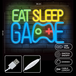 Neon PLEXI LED EAT SLEEP GAME multikolor FPNE33 Forever Light