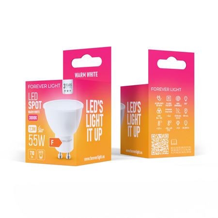Forever Light Żarówka LED GU10 7.3W 710lm 3000K klasa F
