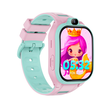 Smartwatch dziecięcy AI Forever Boost KW-530 GPS WiFi 4G – Inteligentny zegarek dla dzieci z lokalizatorem, rozmowami wideo i przyciskiem SOS (różowy)