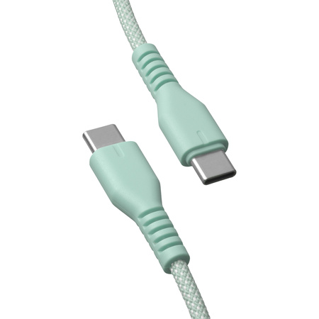QUALO kabel nylonowy USB-C - USB-C 1,5m 3A 60W miętowy QKN-CC-21