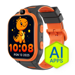 Smartwatch dziecięcy AI Forever Boost KW-530 GPS WiFi 4G – Inteligentny zegarek dla dzieci z lokalizatorem, rozmowami wideo i przyciskiem SOS (pomarańczowy)