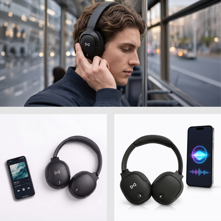 Słuchawki bezprzewodowe Forever FS-300E Bluetooth 5.3 AUX USB-C Hybrid ANC Czarne