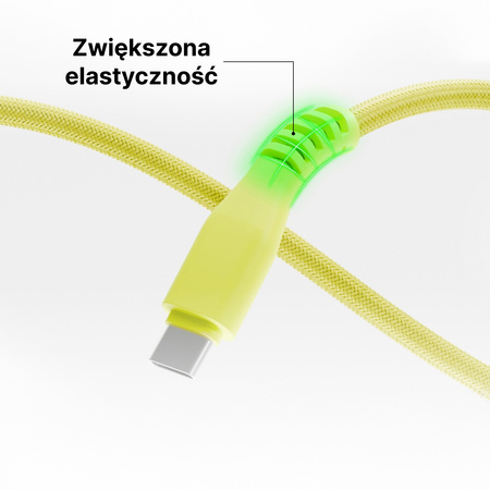 QUALO kabel nylonowy USB-C - USB-C 1,5m 3A 60W żółty QKN-CC-05