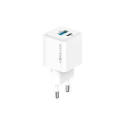 Forever ładowarka sieciowa GaN PD QC TC-08-30AC 1x USB-C 1x USB 30W biała