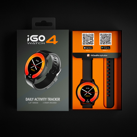 Smartwatch Forever iGO Watch 4! JW-600 Bluetooth 5.3 AMOLED IP67 – Inteligentny zegarek z rozmowami Bluetooth, monitorowaniem zdrowia i 2 paskami Czarny