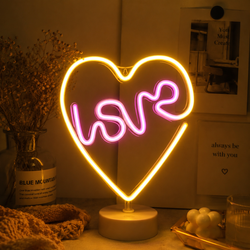Neon LED LOVE W SERCU fiolet biały NNE02 Neolia