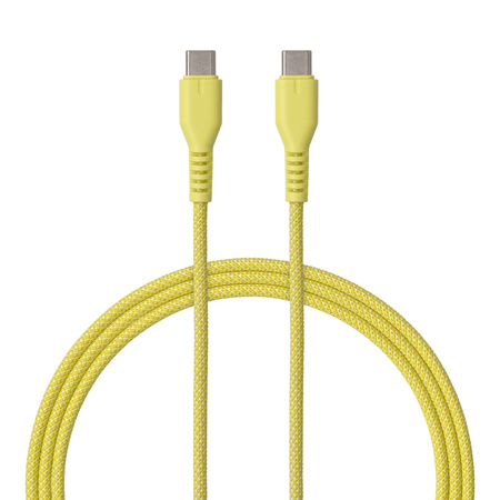 QUALO kabel nylonowy USB-C - USB-C 1,5m 3A 60W żółty QKN-CC-05