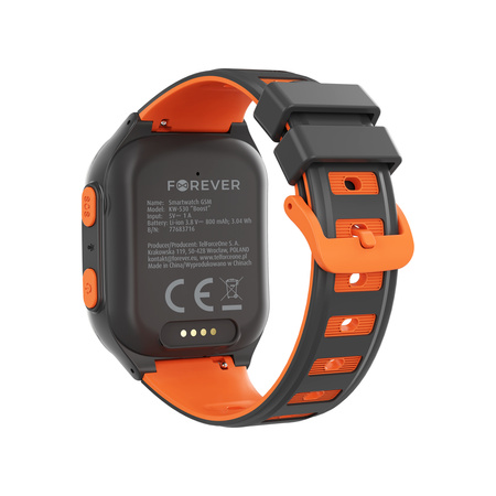 Smartwatch dziecięcy AI Forever Boost KW-530 GPS WiFi 4G – Inteligentny zegarek dla dzieci z lokalizatorem, rozmowami wideo i przyciskiem SOS (pomarańczowy)