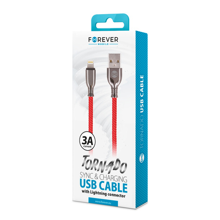 Forever kabel Tornado USB - Lightning 1,0 m 3A czerwony