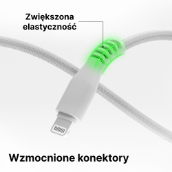 QUALO kabel nylonowy USB-C - Lightning 1,5m 2,4A szary QKN-CL-18