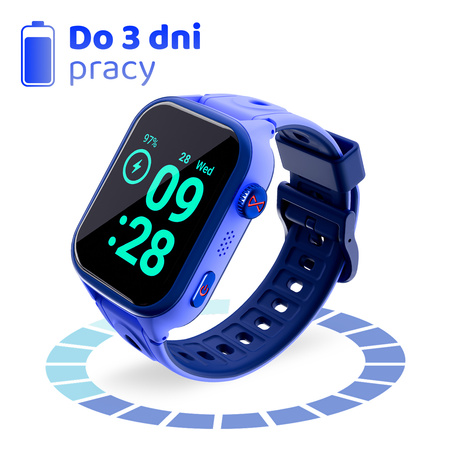 Smartwatch dziecięcy AI Forever Bro KW-540 GPS WiFi 4G IPS – Inteligentny zegarek dla dzieci z lokalizatorem, rozmowami wideo i przyciskiem SOS Niebieski
