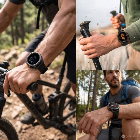 Smartwatch męski Forever SW-900 Focus GPS Bluetooth 5.4 AMOLED IP68 – Inteligentny zegarek z rozmowami Bluetooth, profilami multisportowymi i monitorowaniem zdrowia Czarny