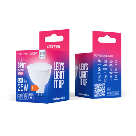 Forever Light Żarówka LED GU5,3 MR16 2.5W 250lm 6000K 12V klasa F