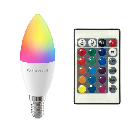 Forever Light Żarówka LED RGB E14 C37 5W 500lm 4000K klasa F