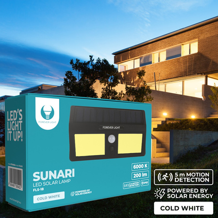 Lampa solarna LED SUNARI FLS-18 COB PIR 3W 200lm 6000K 800mAh Li-Ion Forever Light