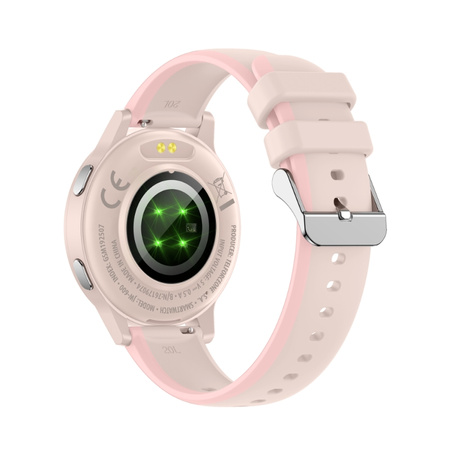 Smartwatch Forever iGO Watch 4! JW-600 Bluetooth 5.3 AMOLED IP67 – Inteligentny zegarek z rozmowami Bluetooth, monitorowaniem zdrowia i 2 paskami Pudrowy Róż