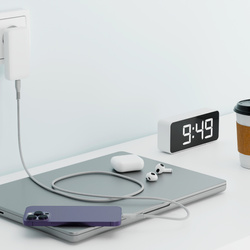 QUALO kabel nylonowy USB-C - USB-C 1,5m 3A 60W szary QKN-CC-18