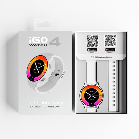 Smartwatch Forever iGO Watch 4! JW-600 Bluetooth 5.3 AMOLED IP67 – Inteligentny zegarek z rozmowami Bluetooth, monitorowaniem zdrowia i 2 paskami Biały