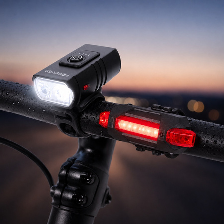 Lampki rowerowe Forever Outdoor Active BLG-200 LED 400 lm USB Przód + Tył Akumulatorowe Czarne