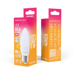 Forever Light Żarówka LED E27 C37 4.2W 480lm 3000K klasa E