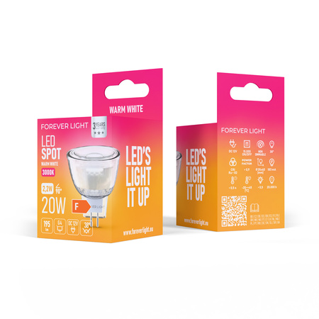 Forever Light Żarówka LED G4 MR11 38° 2.2W 195lm 3000K 12V szklana klasa F