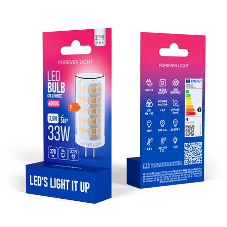 Forever Light Żarówka LED G4 3.5W 370lm 6000K 12V klasa F