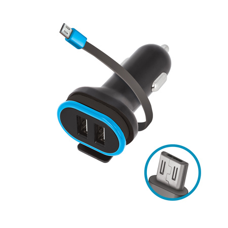 Forever ładowarka samochodowa CC-02 2xUSB 3A z kablem microUSB