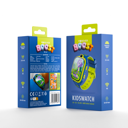 Smartwatch dziecięcy AI Forever Boost KW-530 GPS WiFi 4G – Inteligentny zegarek dla dzieci z lokalizatorem, rozmowami wideo i przyciskiem SOS (niebieski)