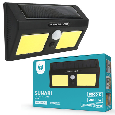 Lampa solarna LED SUNARI FLS-18 COB PIR 3W 200lm 6000K 800mAh Li-Ion Forever Light