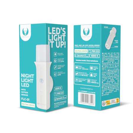 Forever Light Lampka do szaf LED FLC-03 z czujnikiem ruchu PIR 3xAAA