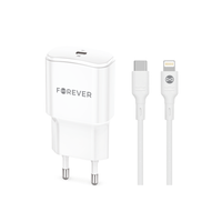 Forever ładowarka sieciowa PD QC TC-01-20C 1x USB-C 20W biała + kabel USB-C - Lightning 20W