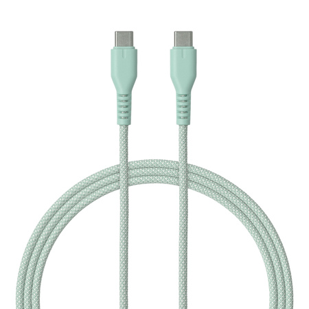 QUALO kabel nylonowy USB-C - USB-C 1,5m 3A 60W miętowy QKN-CC-21